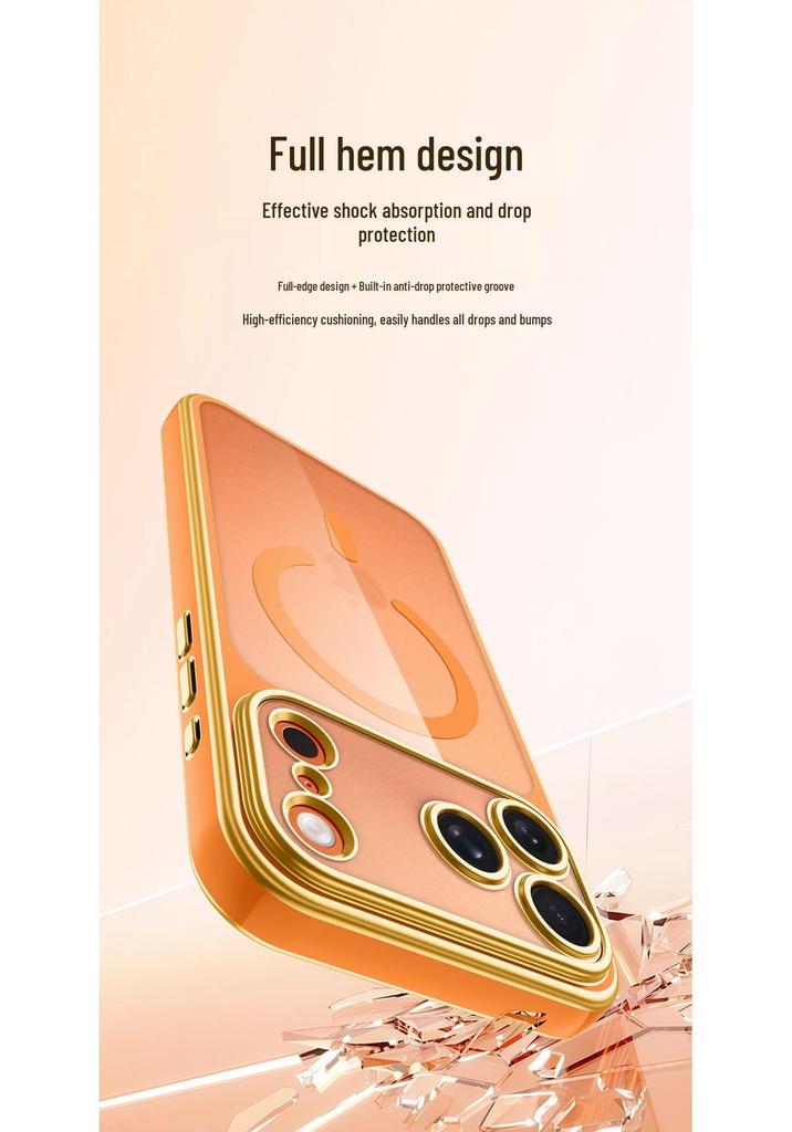 Чехол для iPhone 17 Pro Max: Двухцветное гальваническое покрытие, Магнитное, Трансформируется в полностью закрывающий прозрачный защитный чехол