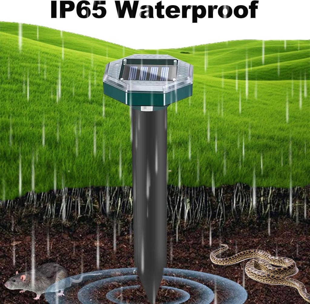 10 Pack Mole Repellent Solar Powered Snake Repellent for Yard- Ultrasonic Pest Repeller Gopher Rodent Rat Mouse Groundhog Skunk Chipmunk Vole Remover
