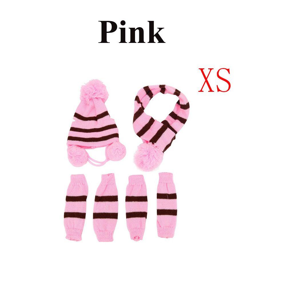 6Pcs/Set Fashion Dressing Up Stripe Knitted Puppy Costume Dog Socks Cat Clothes Pet Warm Hat Scarf