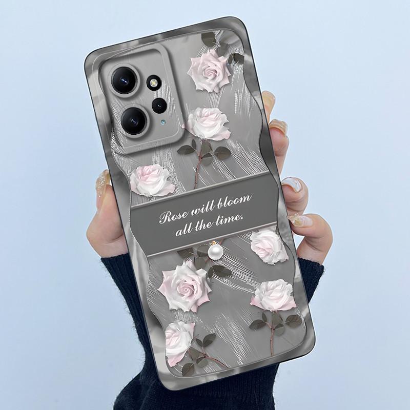 For Xiaomi Redmi Note 12 4G Phone Case Simplicity Butterflies Floral Soft Liquid Silicone Back Shell For Redmi Note12 4G Covers