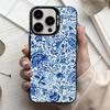 Сине-белый фарфоровый чехол для телефона iPhone17,16,15,14,13,12,11 Plus,Pro Max Черный Конфетный серебристый чехол для телефона