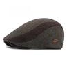 Unisex Thick Wool Blend Flat Cap, Fleece-Lined Warm Duckbill Beret Hat, Vintage British Style for Autumn and Winter