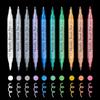 10 Pcs Metallic Dual Tip Brush & Fine Point Markers - No Bleed, Water-Based Ink, Ideal for DIY, Scrapbooking, Glass, Ceramic, Stone & Black Cards