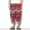 Harajuku повседневные широкие брюки-шаровары для мужчин 2024 летние хлопковые пляжные мешковатые брюки в китайском стиле с принтом длиной до икры