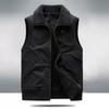 Men's Outdoor Velvet Vest with Multiple Pockets, Thick Vest, Casual Shoulder Jacket