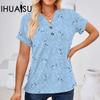 Весенне-летняя женская модная повседневная футболка с v-образным вырезом и пуговицами для женщин