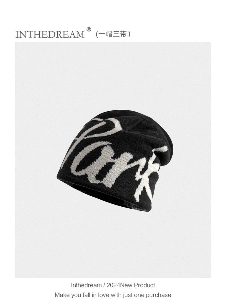 American wool cold hat autumn and winter warm double-layer versatile pullover knitted hat outdoor thickened stack hat dome