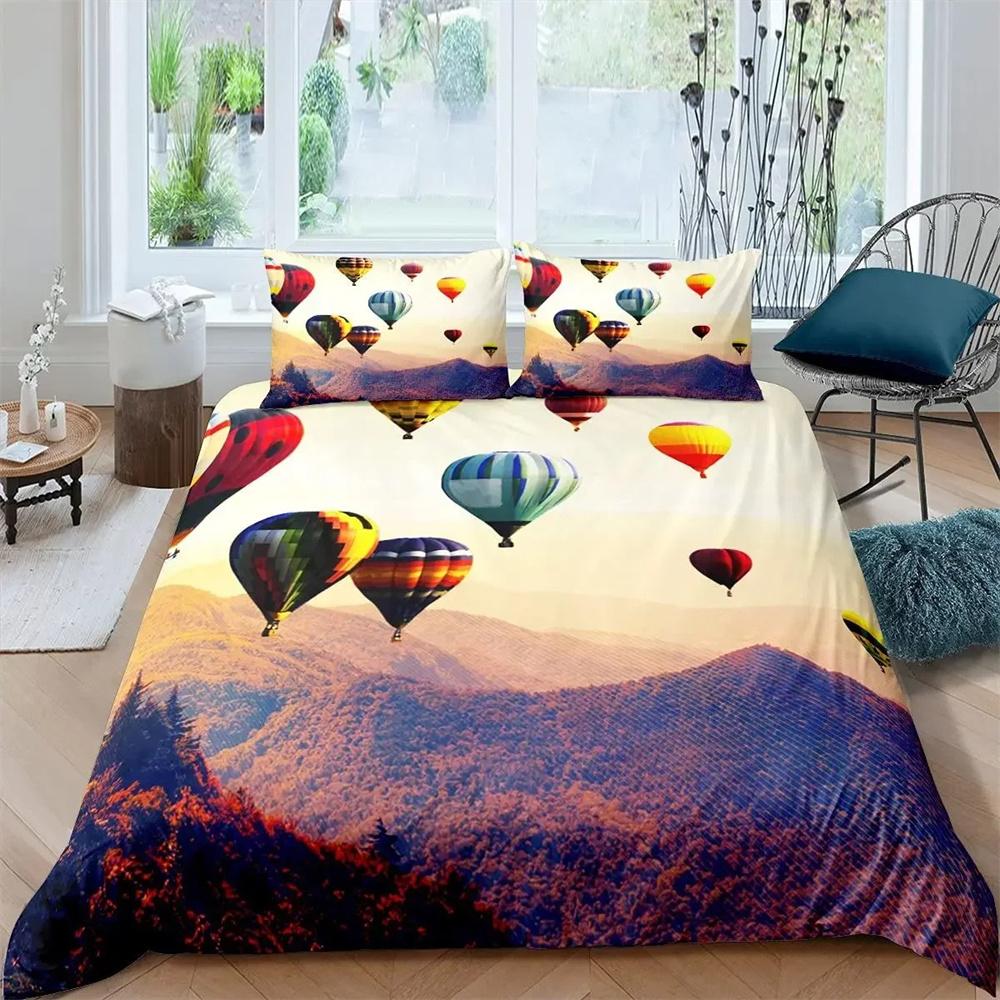 Air Balloon Duvet Cover Collection Romantic Balloon Bedding Collection Extreme Sports Games Comforter Cover Romantic Trip Twin Quilt Cover