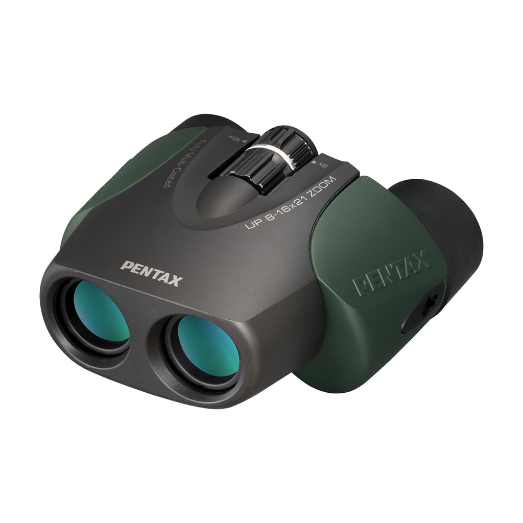 PENTAX UP Идеально подходит для прямых спортивных трансляций и для болельщиков Особенности: 8x до 16x, призма Bak4 и выдвижные окуляры для очков, Полностью 8-16×21 Бинокль, Зеленый. концерты, мероприятия,