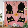 Мультяшная милая кошка принт ткань шторка для душа занавеска для ванной, цветы животные и кошки домашняя декоративная занавеска с крючками