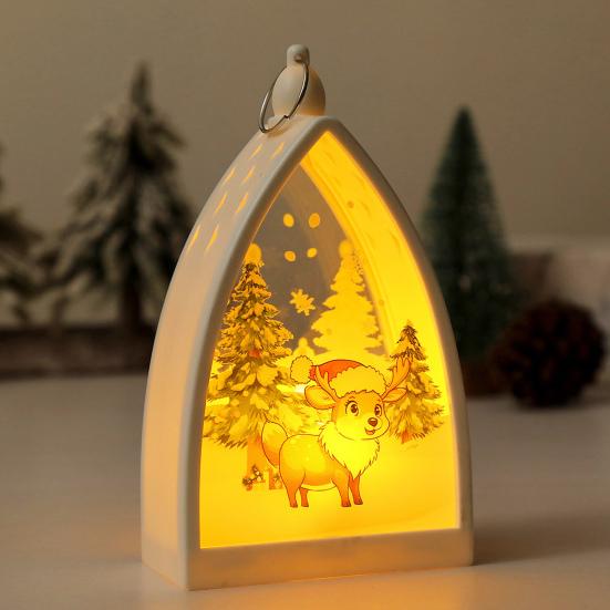 Винтажное Рождественское Украшение Дом Форма Санта Клаус Олень Снеговик Статуэтка Ночник Светящееся Украшение