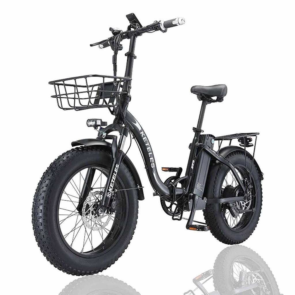 Keteles KF9 Folding Electric Bike, 1000W Motor, 48V 35Ah Battery, 20*4.0'' Fat Tires, Hydraulic brake, Yolin Color Display, 7 Speed