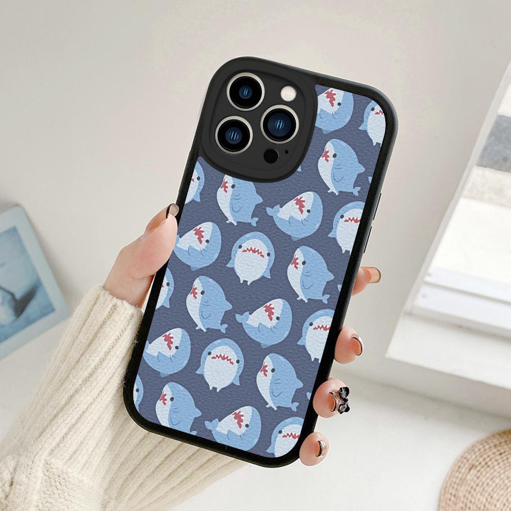 Новый чехол для телефона «Ухмыляющаяся акула» для Iphone 14 13 11 12 Pro MAX 13 12 MiNi 7 8 14 plus X XS XR Чехлы из кожи ягненка с изображением акулы