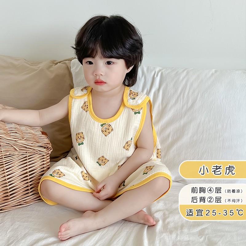 Cotton Gauze Baby Sleep Vest Sleeveless Sleeping Bag Anti-Kick Cover Infants Toddlers Lightweight