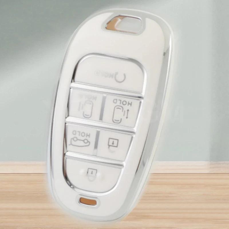 Новый серебристый чехол для ключа автомобиля с 6 кнопками для Hyundai Santa Fe Tucson 2022 NEXO NX4 Ioniq 5 Atos Prime Solaris 2021 Автоаксессуары