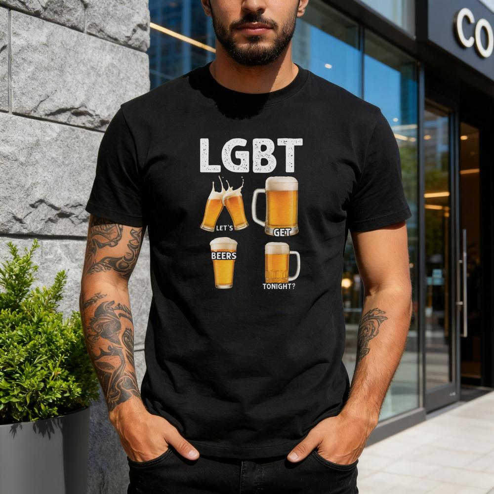 LGBT Beer Party Summer Casual Short Sleeve Unisex TShirt Cotton Fashion Top For Pride Celebration Gift Idea Unisex Wearable Art