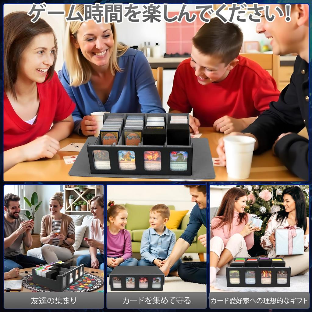 AOBOPLE Чехол для хранения карт на 3000 штук, большая вместительная коробка для хранения, горизонтальная, 4 ряда, из искусственной кожи, с разделителем слотов для отображения на окошках, магнитный