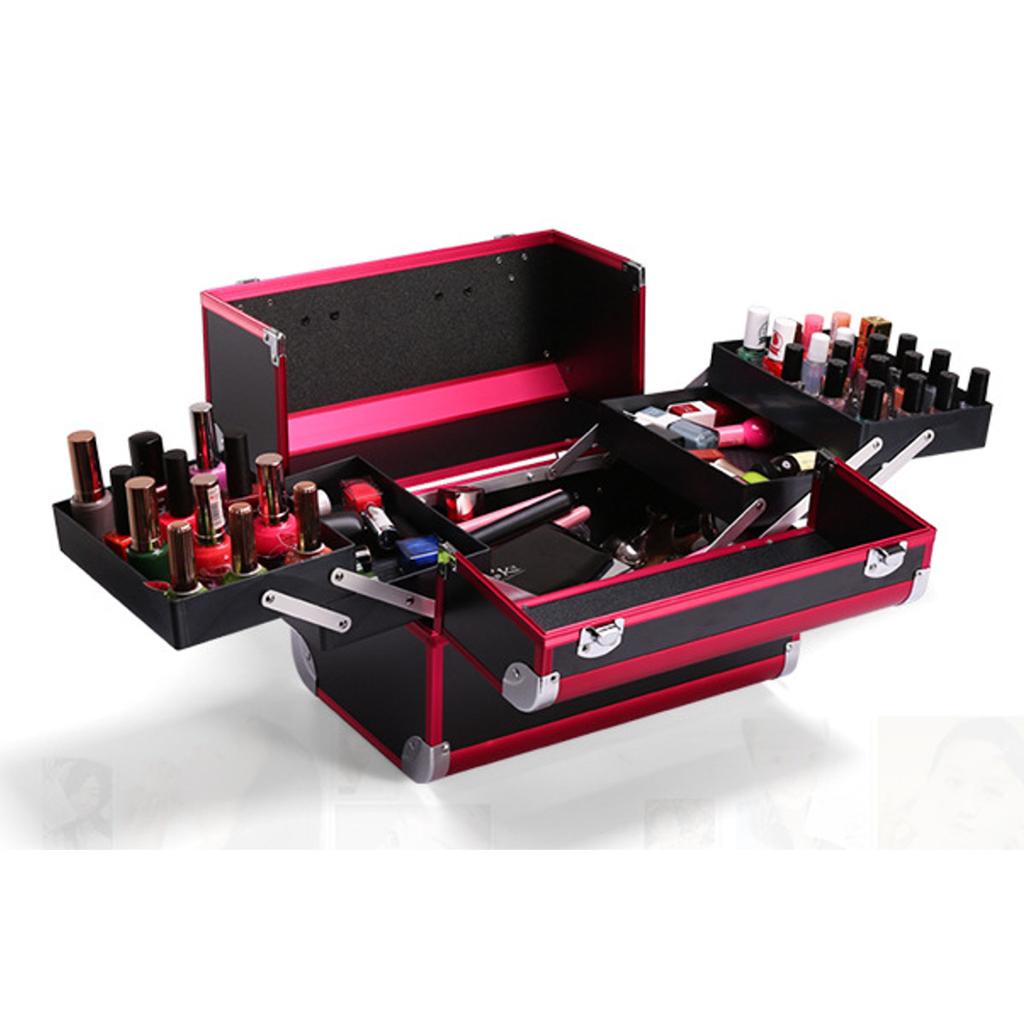 Portable Lockable Aluminium Hard Make Up Travel Storage Box, Cosmetic Beauty Vanity Case, Organiser, Large Capacity Toolbox Case