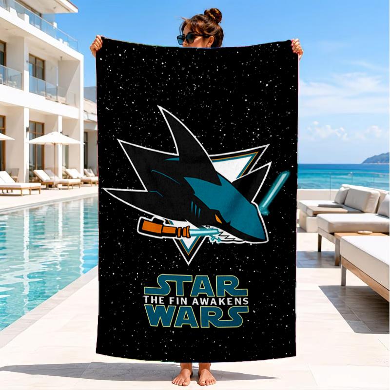 San-Jose Sharks Hockey Beach Towel, Super Soft Microfiber, Perfect Gift for Her/Him, Birthday, for Pool, Beach, Travel, Decor Beach Party