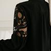 Женская рубашка осень-весна с прозрачной сеткой, вышитым цветочным узором, воротником-стойкой, однотонная, с длинным рукавом, мягкая, однобортная, женская блузка для поездок на работу