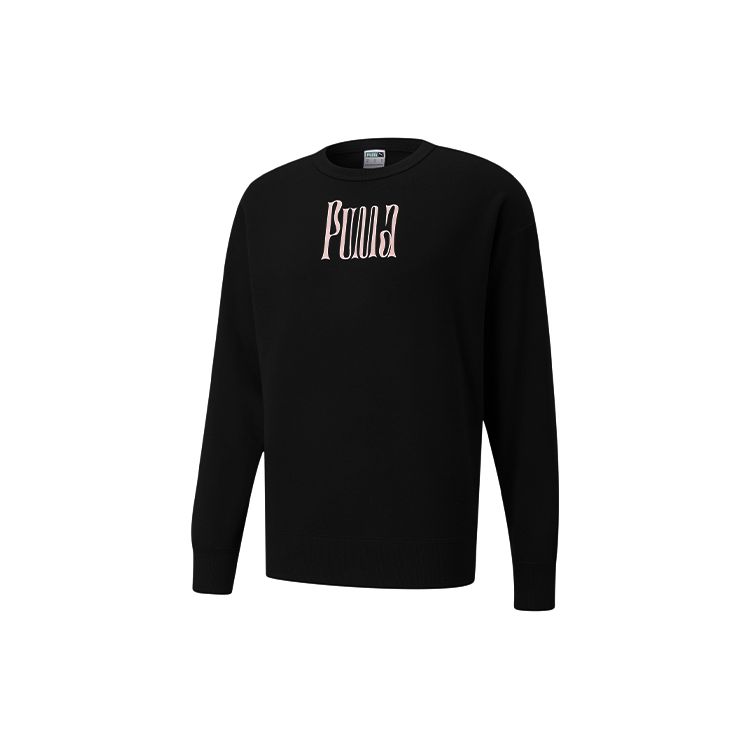 Puma Large Back Print Logo Knit Pullover Sweatshirt Men Tops Black 533037-01