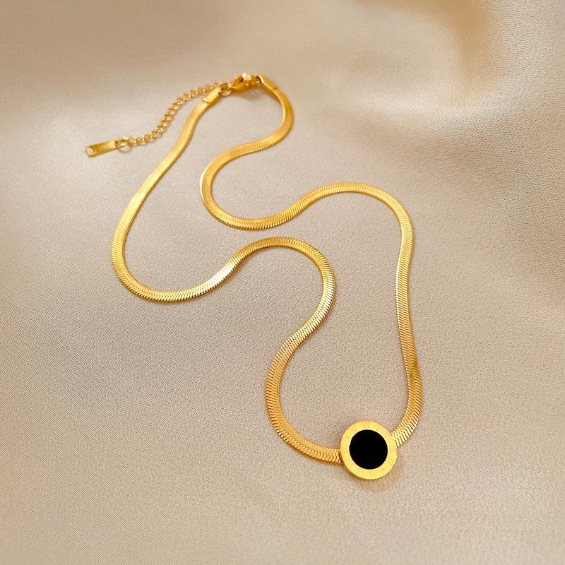 Круглый римский темперамент личность минималистский ветер печь настоящее золото ожерелье женская цепочка на ключицу