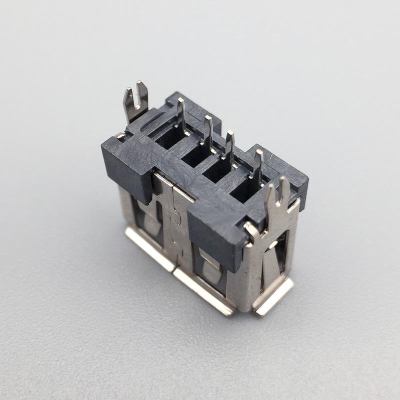 Разъем USB 2.0 Female, 10,0 мм, Короткий корпус, Вертикальный прямой пайка 180°, Черный.