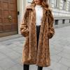 90 Long Imitation Fur Coat Women's New Knee Leopard Print Thickened Temperament Plush Coat