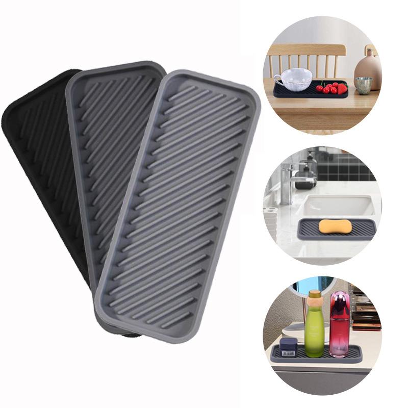 Silicone Drain Pad Drying Mat Non-slip Drain Mats Heat Resistant Draining Tableware Water Filter Table Placemat Kitchen Utensils
