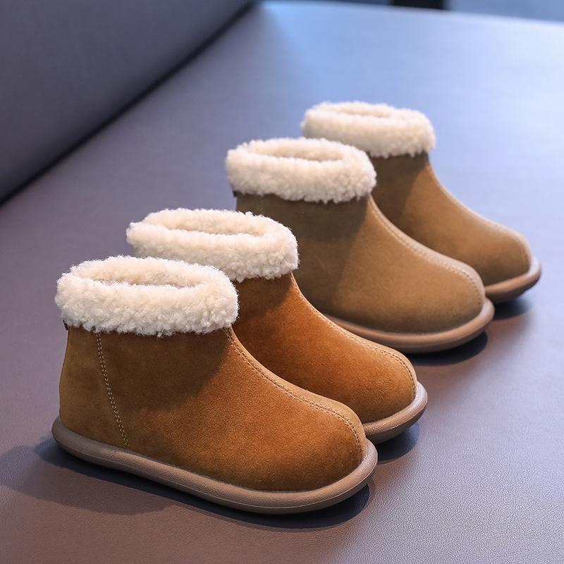 Children's Winter Boots for Girl Warm New Korean Style Kids Fashion Cotton Boots Round-toe Versatile Toddlers Causal Ankle Boots