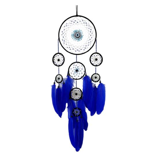 Ловец снов с перьями в виде дьявольского глаза для домашнего офиса, гостиной, спальни, настенное искусство, ручная работа
