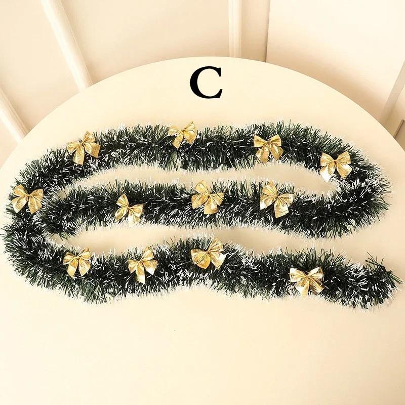 2M Green and White Border Christmas Decoration Bar Top Ribbon Wreath Tree Drop Ornaments Cane Wire Festive Party Supplies