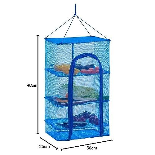 Astro Polyethylene Drying Basket, Blue, 3-Tier, Vegetable Drying Net, Multi-Purpose Drying Basket, Dry Net, for Dried Fish and Other Dried Goods, Fold