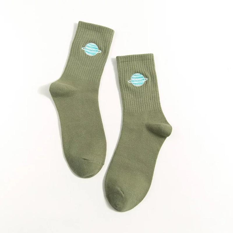 5 пар длинных носков, корейские женские стильные осенние милые японские женские носки в стиле Харадзюку, каваи, носки для девочек, подарки, планета, волшебный массив, вышивка