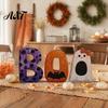 Playful Halloween Desktop Decorations Wooden BOO Ornaments, Lettering Decorations, Rustic Bat Pumpkin Ghost Small Ornaments for Windowsills