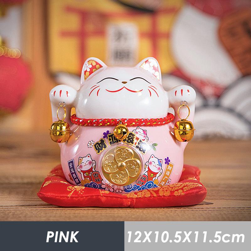 4,5-дюймовая керамическая монетница Maneki Neko Lucky Cat Fortune Colored Cat Golden Circle Home Decoration Gift Feng Shui Figure