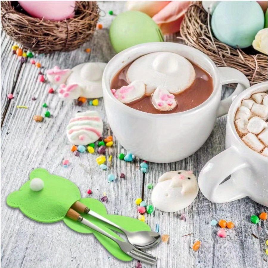 8/16PCS Easter Rabbit Shaped Cutlery Set, Felt Table Decoration, Easter Knife and Fork Bag, Cutlery Bag, Knife and Fork Storage