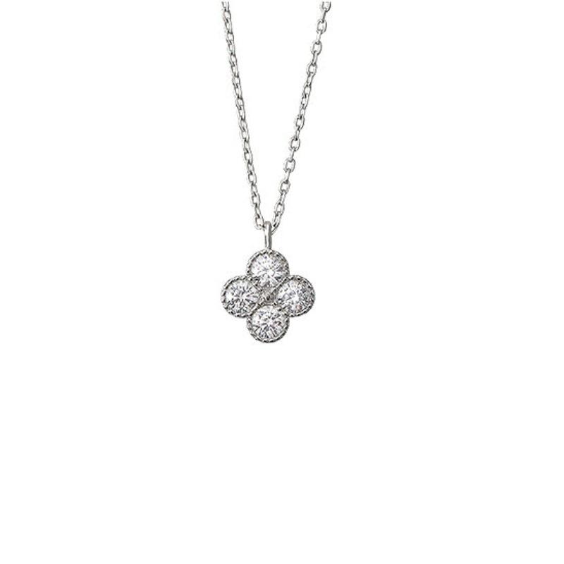 925 Silver Clover Necklace for Women , French Style , Diamond & Zircon Inlay , Elegant Daily Wear , Party Jewelry
