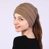 Ladies Knitted Hats Headband Autumn Winter Hats Widened Face Maskvempty Top Ponytail Woolen Hats & Caps