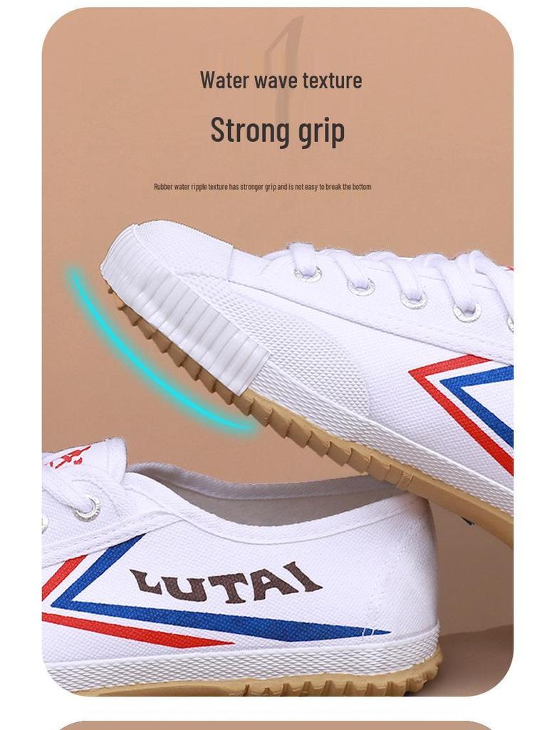 Men's Lutai Round-Toe Canvas Wushu Sneakers – Casual White Athletic Shoes for Running