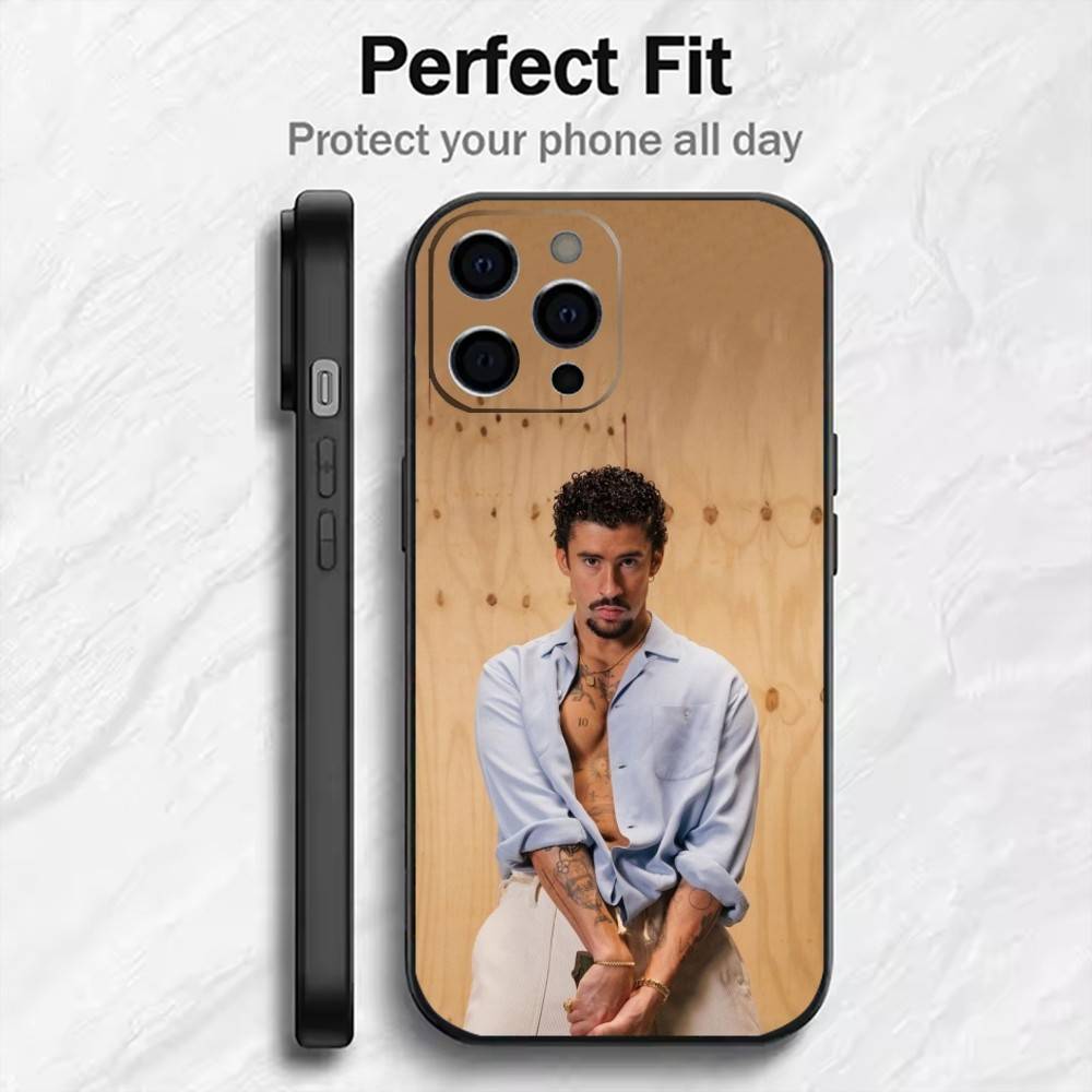 Singer B-Bad B-Bunny Phone Case For iPhone17,16,15,14,13,12 Plus,Max Soft Silicone Black Cover