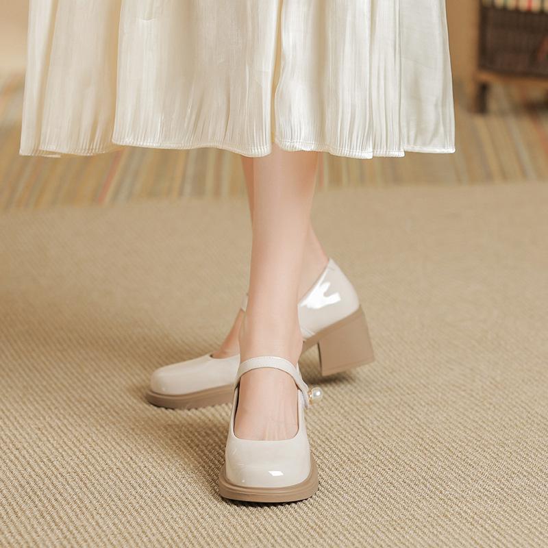 Женские туфли Мэри Джейн на толстом каблуке, нарядные туфли с ремешком на щиколотке, повседневные туфли на блочном каблуке с круглым носком, туфли Мэри Джейн для свадьбы, офиса, вечеринки, для женщин