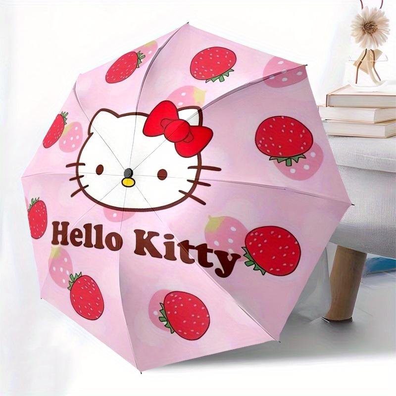 1 шт. Зонт Hello Kitty на тему клубники с пластиковой ручкой, подходит для всех сезонов, для дома, путешествий, улицы. Sanlio259