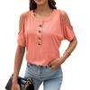 New Spring and Summer Women's Top Solid-color Off-the-shoulder Fashionable Short-sleeved T-shirt