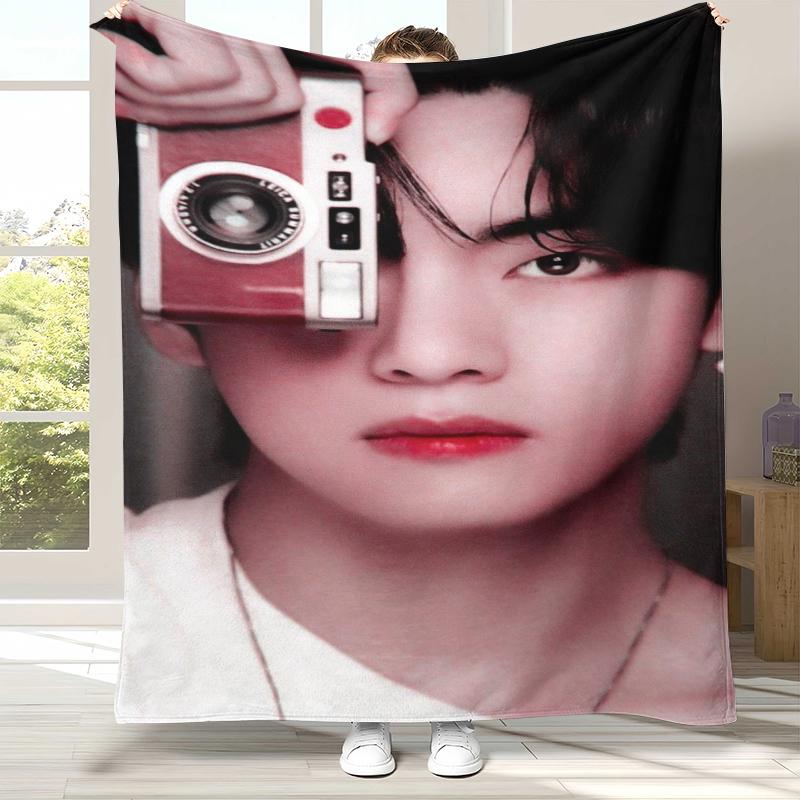 Ким Тхэ Хён V Kpop B-BTS Фланелевое одеяло, Ультрамягкий теплый плюшевый плед для дома, спальни, кровати, дивана, офиса, кемпинга, пикника