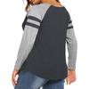 Женская повседневная модная полосатая футболка с длинным рукавом, V-образным вырезом, цветной блок
