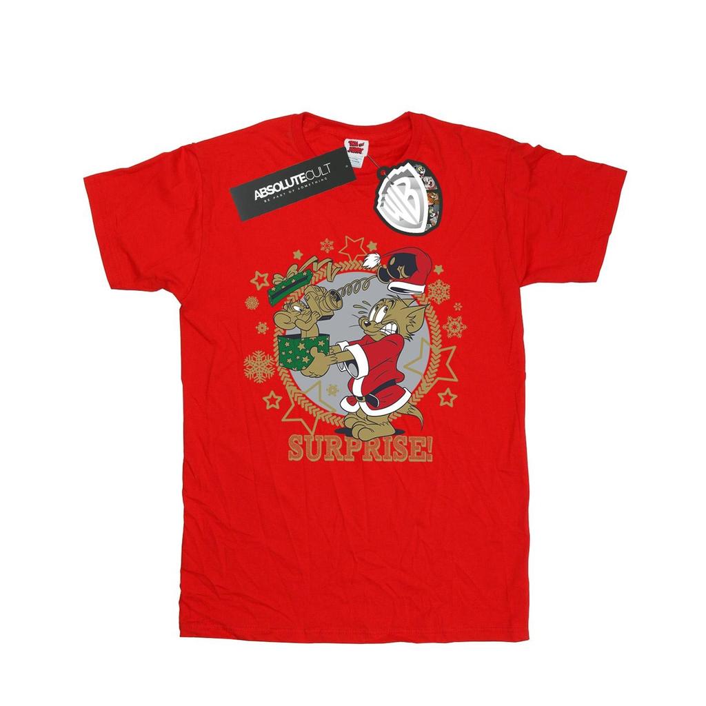Tom And Jerry Mens Christmas Surprise T-Shirt