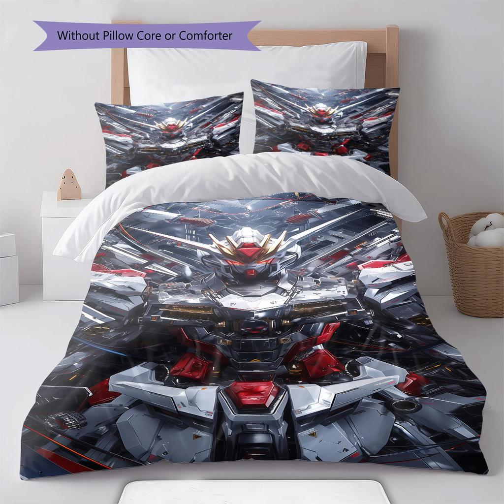 Постельное белье Gundam Mecha Battle Style Аниме Пододеяльник Полиэстер Мягкое Постельное Белье Односпальное Queen King -QJY