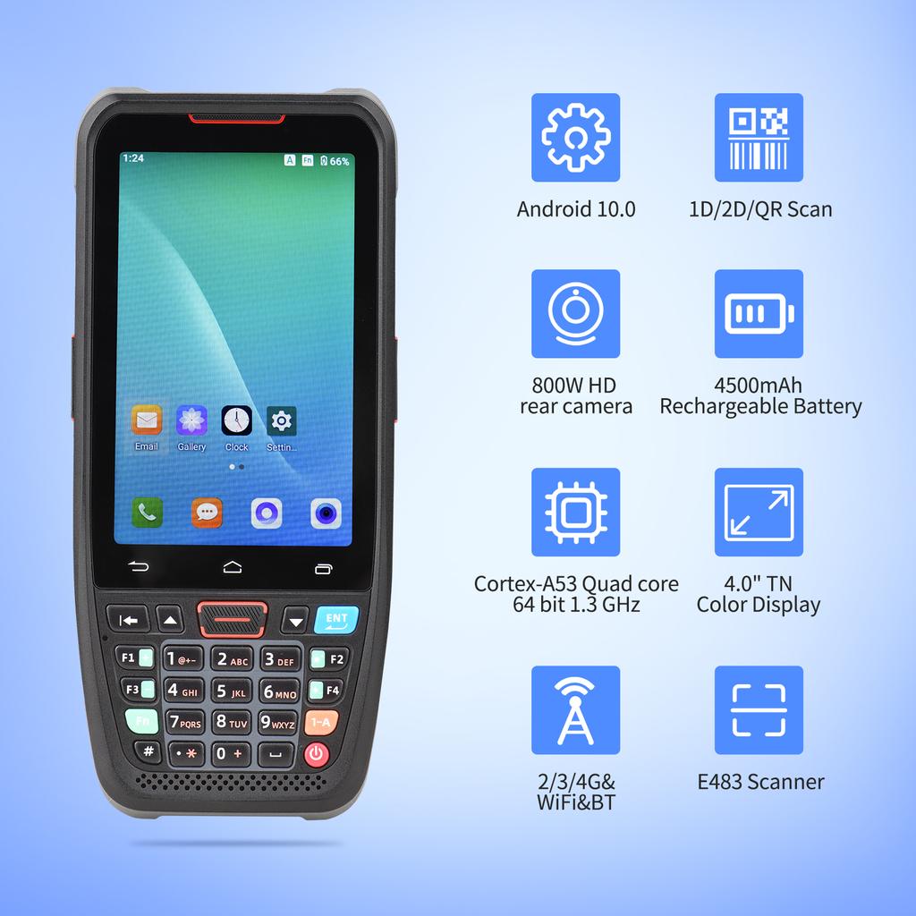 Ручной POS Android 10,0 PDA Терминал 1D/2D/QR Поддержка 2/3/4G WiFi BT сканера штрих-кода