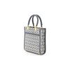 Fendi Logo Open Closure Leather And Canvas Mixed Small Calfskin Shoulder Crossbody Tote Bag Women handbags Blue 8BS092ARBNF1NPH